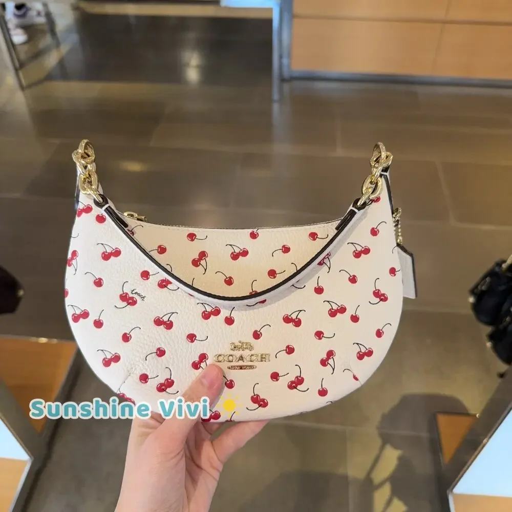 NWT Coach CFD04 Mini Payton Bag With Cherry Print In Chalk/Multi Leather/Gold